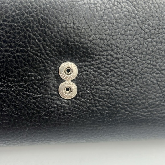 Fossil Issue No. 1954 Cowhide Leather Flap Clutch Wallet Black - Picture 14 of 15